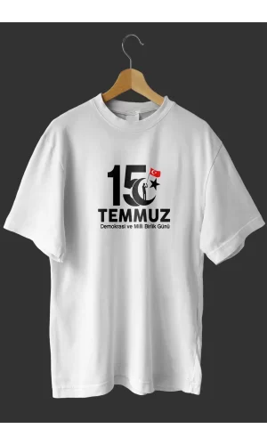 Luz&Pos 15 Temmuza Özel Tasarım Baskılı T-shirt - Beyaz