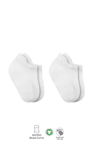 Luz&Pos 2li Sneakers Kaymaz Basic Penye Çorap Bs20103 Beyaz Beyaz