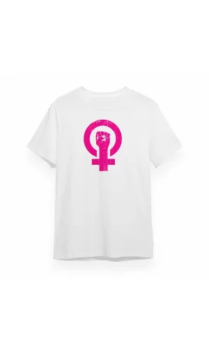 Luz&Pos 8 Mart Dünya Kadınlar Günü İçin Özel Baskılı T-shirt - Beyaz