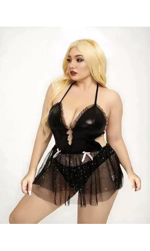 Luz&Pos Arias Closet Büyük Beden Askılı Fantezi Tül Etekli Takım