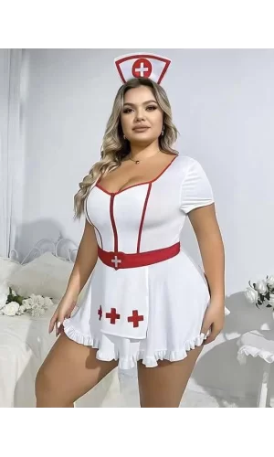 Luz&Pos Arias Closet Büyük Beden Mini Etekli Fantezi Hemşire Kostümü