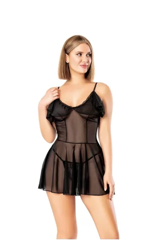 Luz&Pos Arias Closet Fantezi Siyah Transparan Gecelik