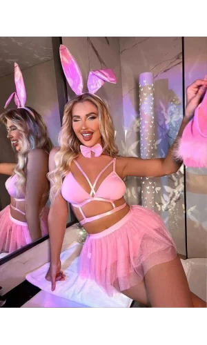 Luz&Pos Arias Closet Pembe Tütü Etekli Fantezi Tavşan Kostümü