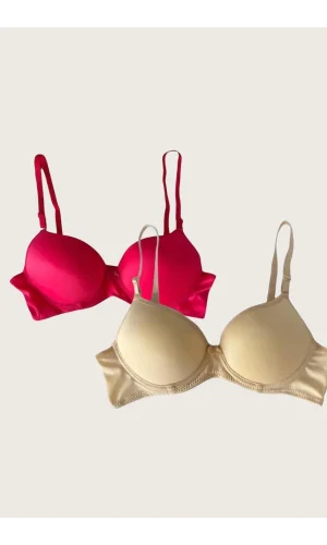 Luz&Pos Arias Closet Ten-kırmızı 2li Mikro Kumaş Push Up Dolgulu Balenli Günlük Destekli Sütyen