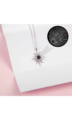 Luz&Pos Gümüş 100 Dilde Seni Seviyorum Kutup Yıldızı Kadın Kolye