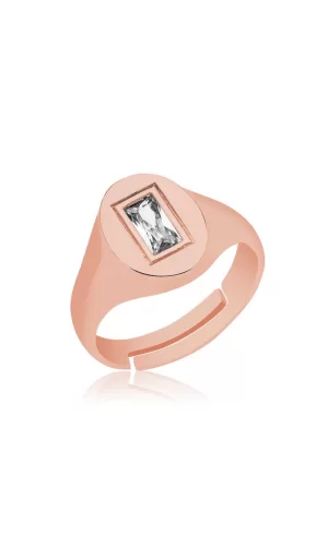 Luz&Pos ​gümüş Ayarlanabilir Rose Baget Taşlı Şovalye Yüzük
