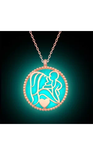 Luz&Pos Gümüş Fosforlu Rose Anne Çocuk Sevgisi Kadın Kolye