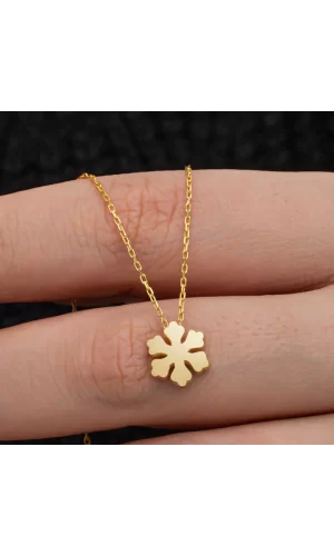 Luz&Pos Gümüş Gold Minimal Kar Tanesi Kadın Kolye