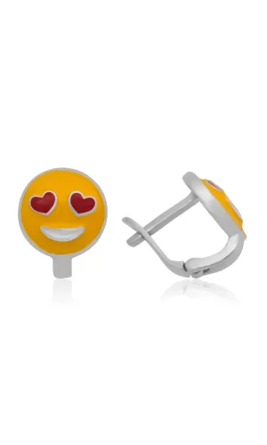 Luz&Pos Gümüş Kalp Gözlü Emoji Çocuk Küpesi