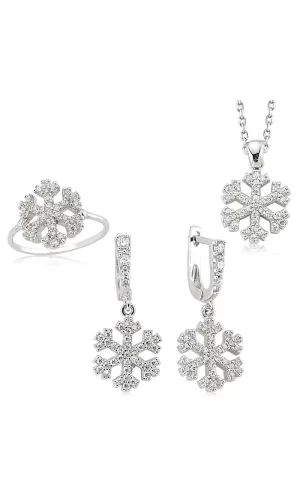 Luz&Pos Gümüş Kar Tanesi Bayan Set