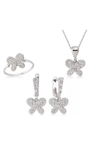 Luz&Pos Gümüş Kelebek Bayan Set