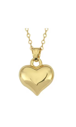 Luz&Pos Gümüş Küçük 3 Boyutlu Gold Kalp Kadın Kolye