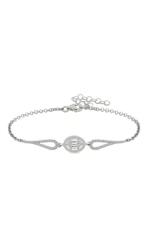 Luz&Pos Gümüş Rodyum Oval Baget Bileklik