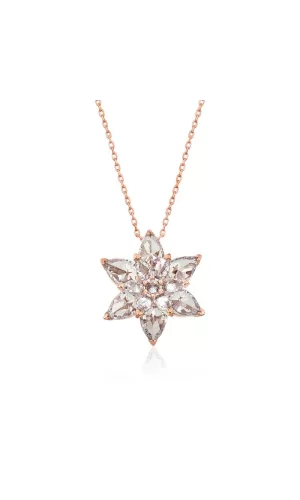 Luz&Pos Gümüş Rose Beyaz Lotus Çiçeği Kolye