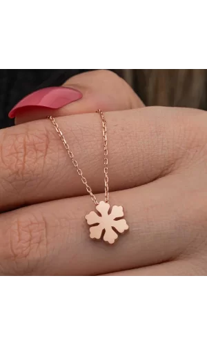 Luz&Pos Gümüş Rose Minimal Kar Tanesi Kadın Kolye