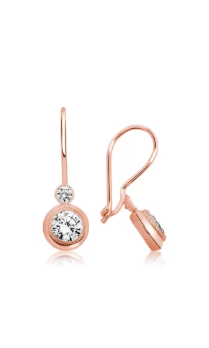 Luz&Pos ​gümüş Rose Sallantılı Tek Taş Küpe