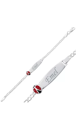 Luz&Pos Gümüş Uğur Böceği Plaka Çocuk Bileklik