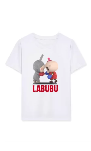 Luz&Pos Kız Labubu Çocuk Baskılı T-shirt - Beyaz