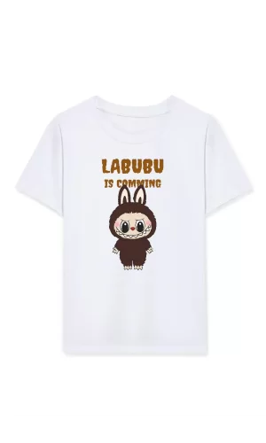 Luz&Pos Kız Labubu Çocuk Baskılı T-shirt - Beyaz