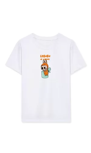 Luz&Pos Kız Labubu Çocuk Baskılı T-shirt - Beyaz