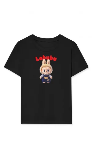 Luz&Pos Kız Labubu Çocuk Baskılı T-shirt - Beyaz