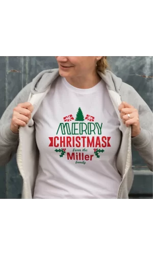 Luz&Pos Merry Chrıstmas From The Miller Baskılı T-shirt - Beyaz