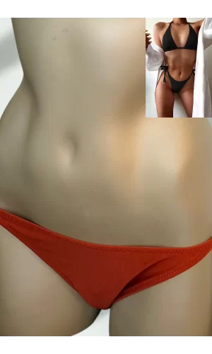 Luz&Pos Özel Tasarım Bağlamalı Kiremit Rengi Bikini Alt