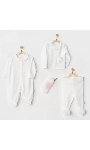 Luz&Pos Petit Love Newborn Tüllü 4 Parça Set Ekru