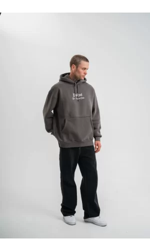 Luz&Pos Üç İplik Kapşonlu Dijital Patchli Sweatshirt - Füme
