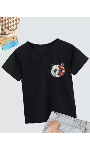 Luz&Pos Unisex Çocuk Baskılı T-shirt - Siyah