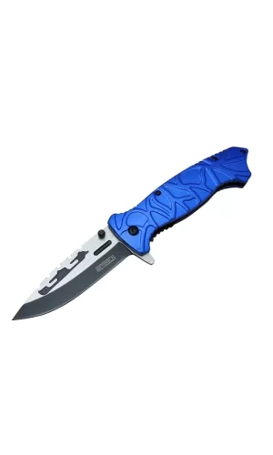 M30b Tırtıklı Kamp Çakı 21 Cm - Plastik Sap, Otomatik, Kemerlikli
