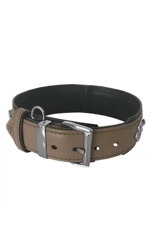 Markapet Deri Doğal Taşlı Köpek Boyun Tasması 28-33 cm X-Small Taba