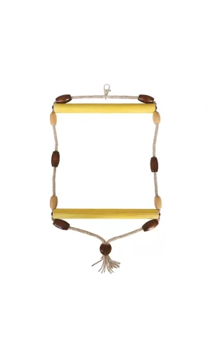 Markapet Doğal Ahşap Papağan Salıncağı Boncuklu 21 x 36 cm