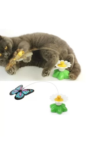 Markapet Hareketli Pilli Dönen Kelebek Kedi Oyuncağı 6 cm