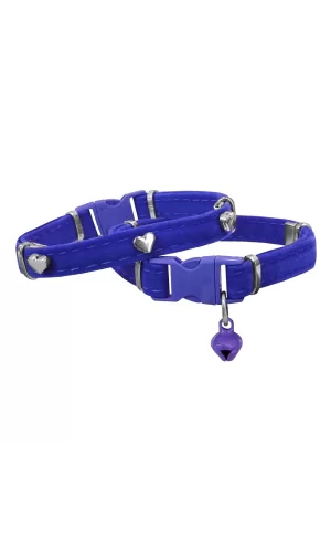 Markapet Kadife Kedi Boyun Tasması Kalpli 20-32 cm Mavi