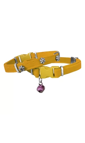 Markapet Kadife Kedi Boyun Tasması Kar Taneli 20-32 cm Sarı