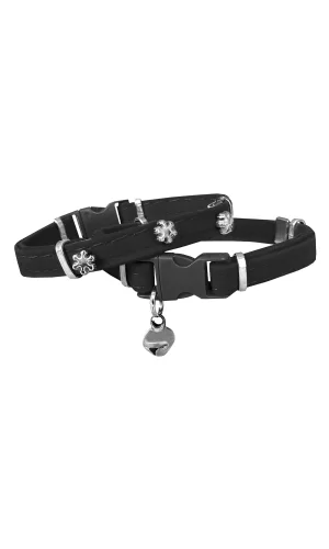 Markapet Kadife Kedi Boyun Tasması Kar Taneli 20-32 cm Siyah