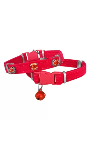 Markapet Kadife Kedi Boyun Tasması Taşlı 20-32 cm Kırmızı