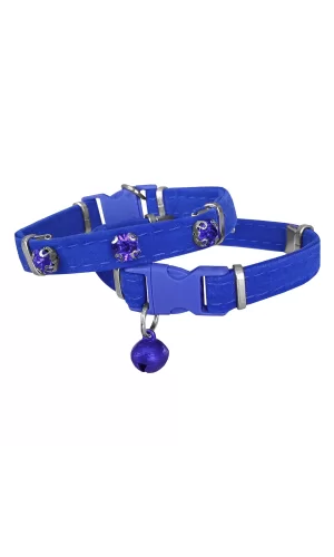 Markapet Kadife Kedi Boyun Tasması Taşlı 20-32 cm Mavi