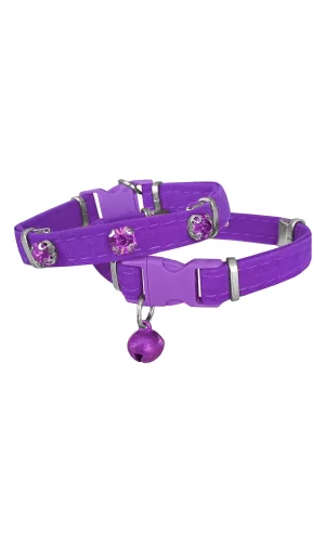 Markapet Kadife Kedi Boyun Tasması Taşlı 20-32 cm Mor