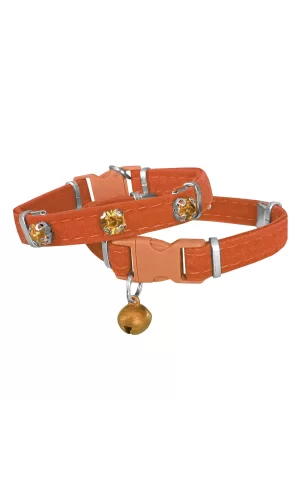 Markapet Kadife Kedi Boyun Tasması Taşlı 20-32 cm Turuncu