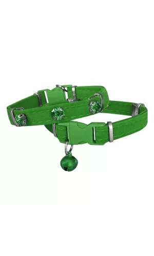 Markapet Kadife Kedi Boyun Tasması Taşlı 20-32 cm Yeşil