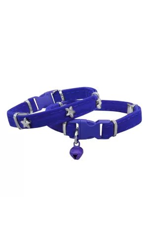 Markapet Kadife Kedi Boyun Tasması Yıldızlı 20-32 cm Mavi