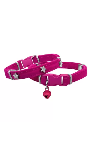 Markapet Kadife Kedi Boyun Tasması Yıldızlı 20-32 cm Pembe