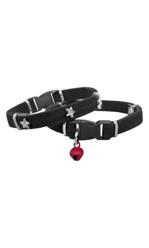 Markapet Kadife Kedi Boyun Tasması Yıldızlı 20-32 cm Siyah