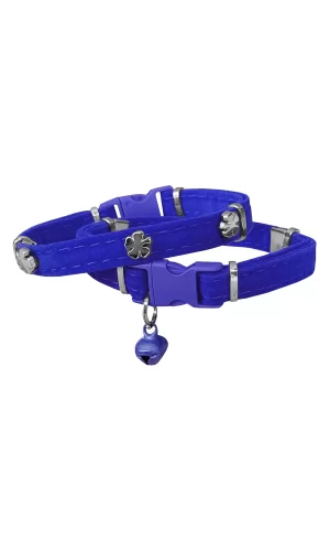 Markapet Kadife Kedi Boyun Tasması Yoncalı 20-32 cm Mavi