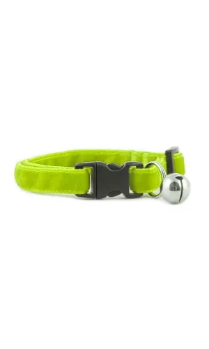 Markapet Kedi Boyun Tasması Kadife Dokulu Çanlı 1*30 cm Neon Sarı