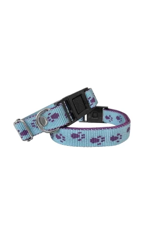 Markapet Köpek Tasması Patili Dokuma 2 cm - Min: 30 cm - Max: 50 cm Açık Mavi