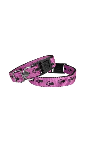 Markapet Köpek Tasması Patili Dokuma 2 cm - Min: 30 cm - Max: 50 cm Koyu Pembe
