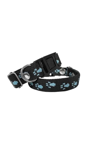 Markapet Köpek Tasması Patili Dokuma 2 cm - Min: 30 cm - Max: 50 cm Siyah